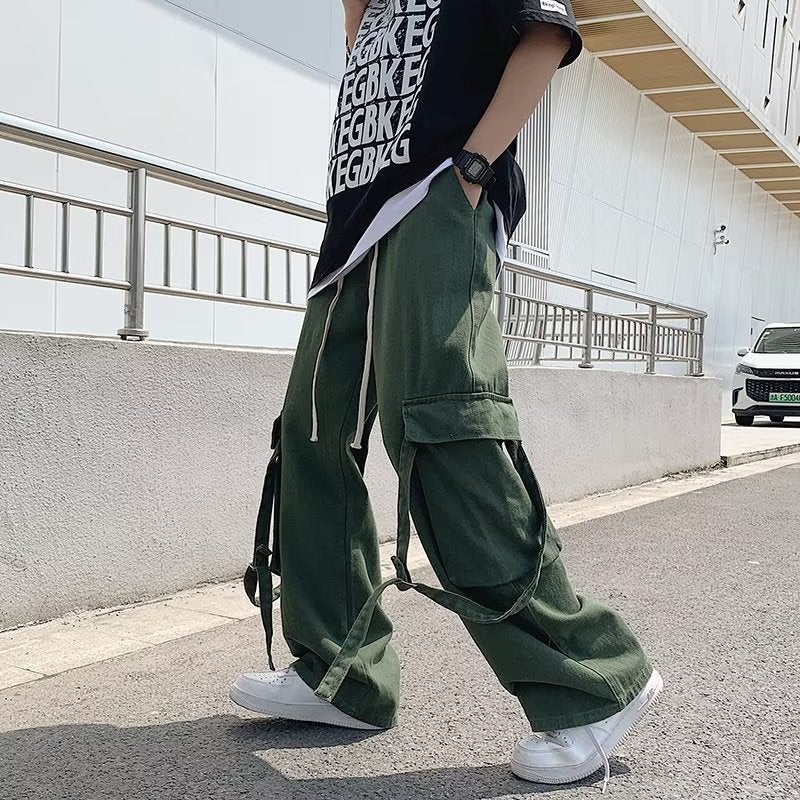 Work Pants Men'S Spring High Street Trendy Brand Loose Casual Pants Men'S And Women'S Functional Wind Streak Straight Leg Pants - Image 2